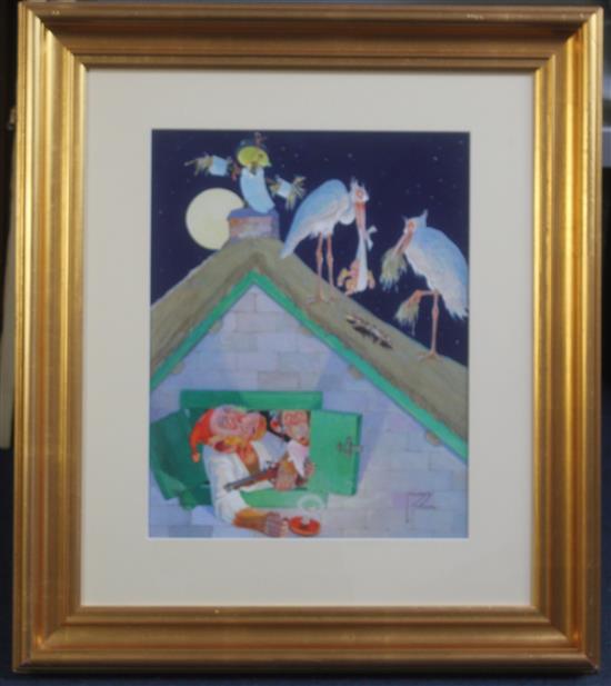 Lawson Wood (1878-1957) Arrival of the newborn, 15 x 11.75in.